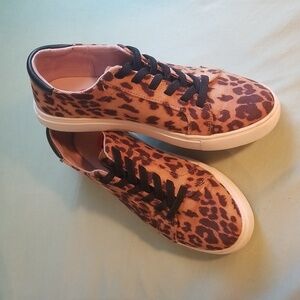 Leopard print slip on sneakers